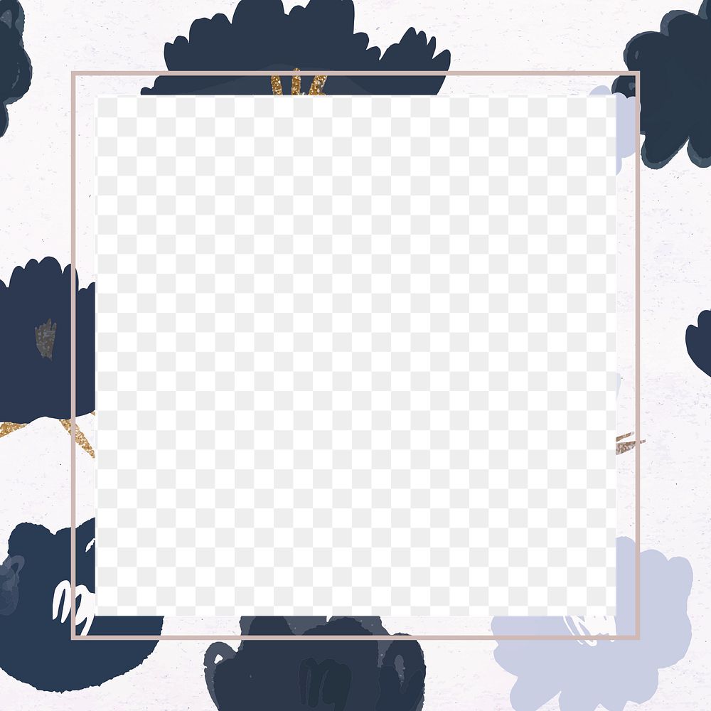 Blue blooming flower frame png botanical illustration