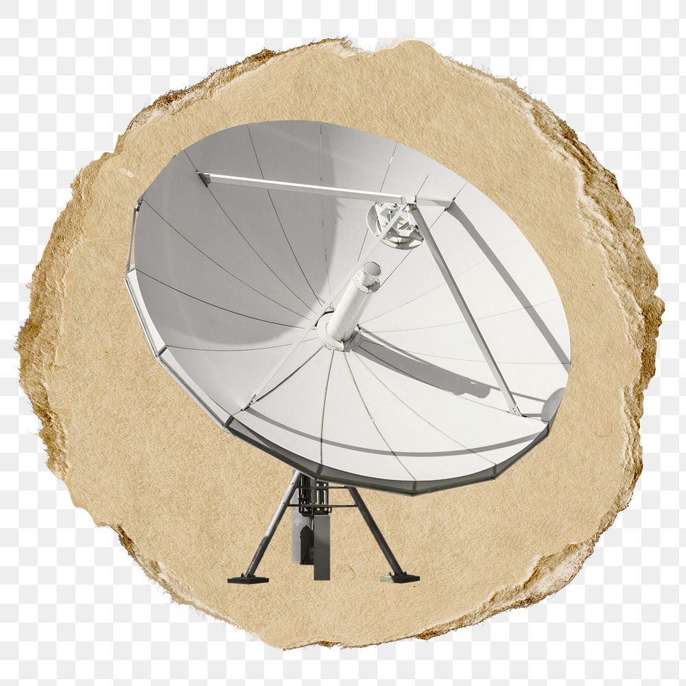 Satellite dish png sticker, ripped paper, transparent background