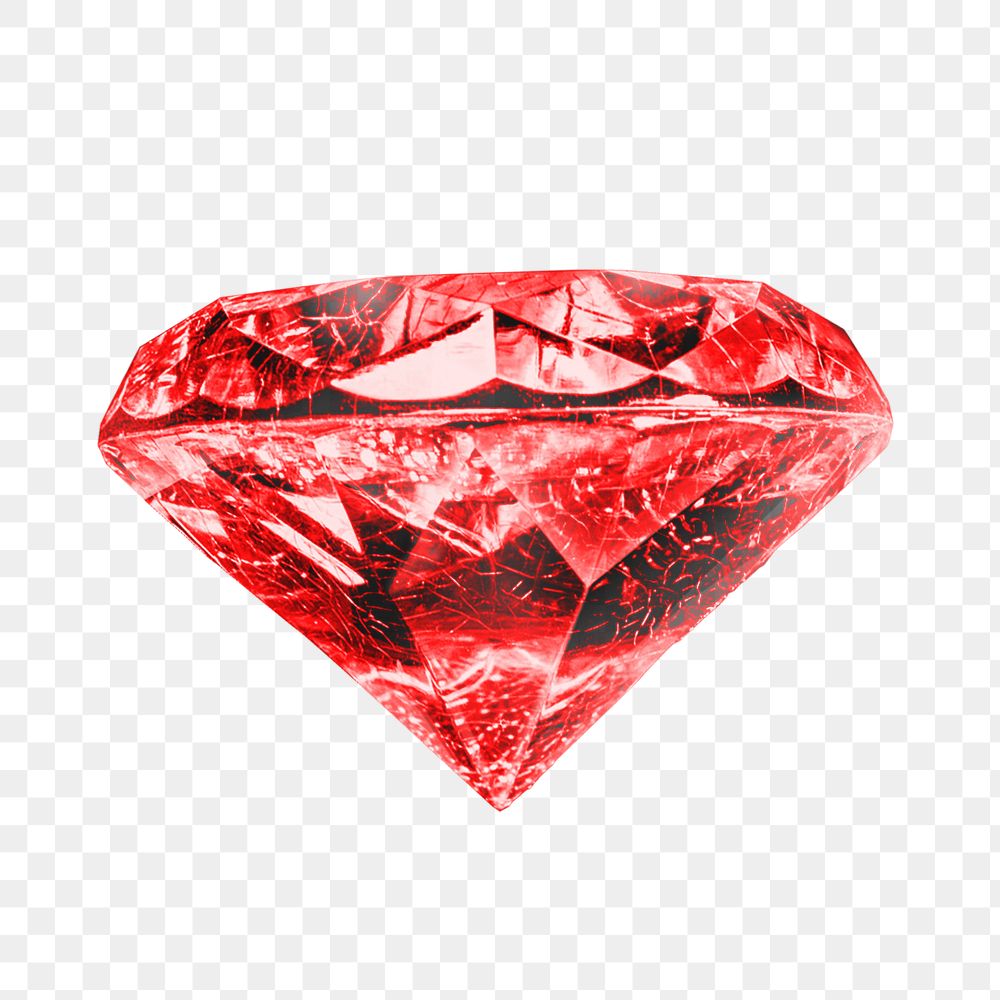 Red diamond png sticker, luxury jewel, transparent background