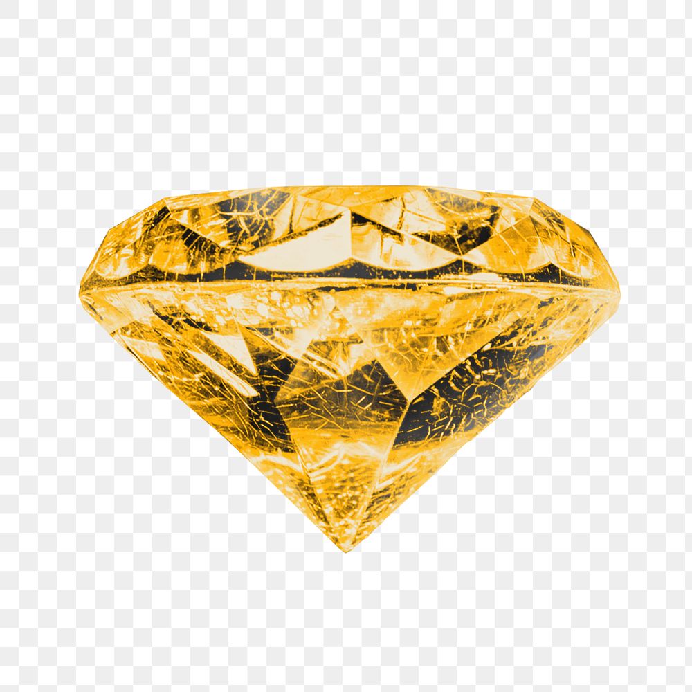 Yellow diamond png sticker, luxury jewel, transparent background