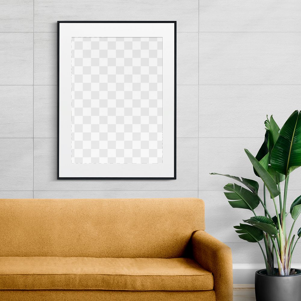 Picture frame png mockup, realistic wall home decor