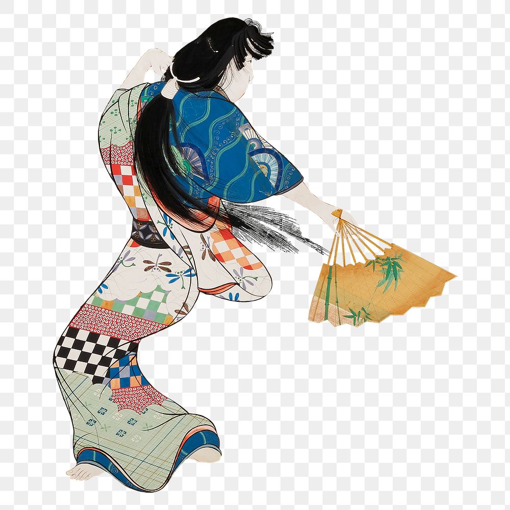 Vintage Japanese woman png on transparent background. Remastered by rawpixel. 