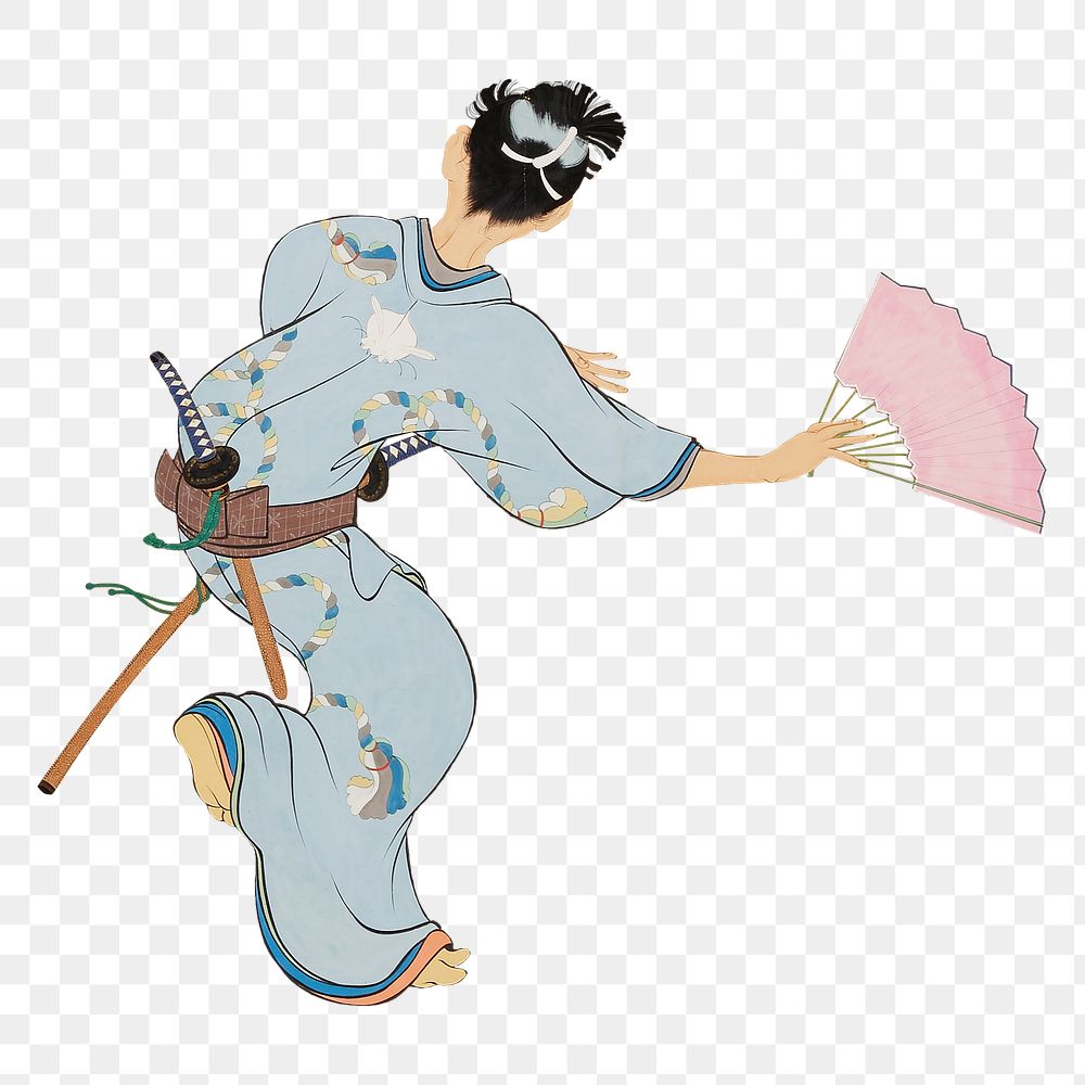 Vintage Japanese woman png on transparent background. Remastered by rawpixel. 