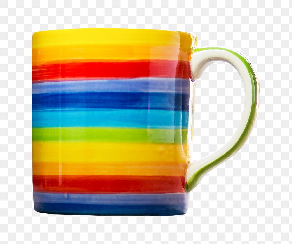 Rainbow mug png sticker, transparent background