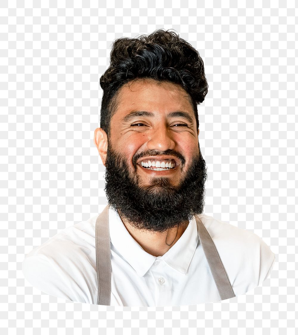 Png man in apron sticker, transparent background