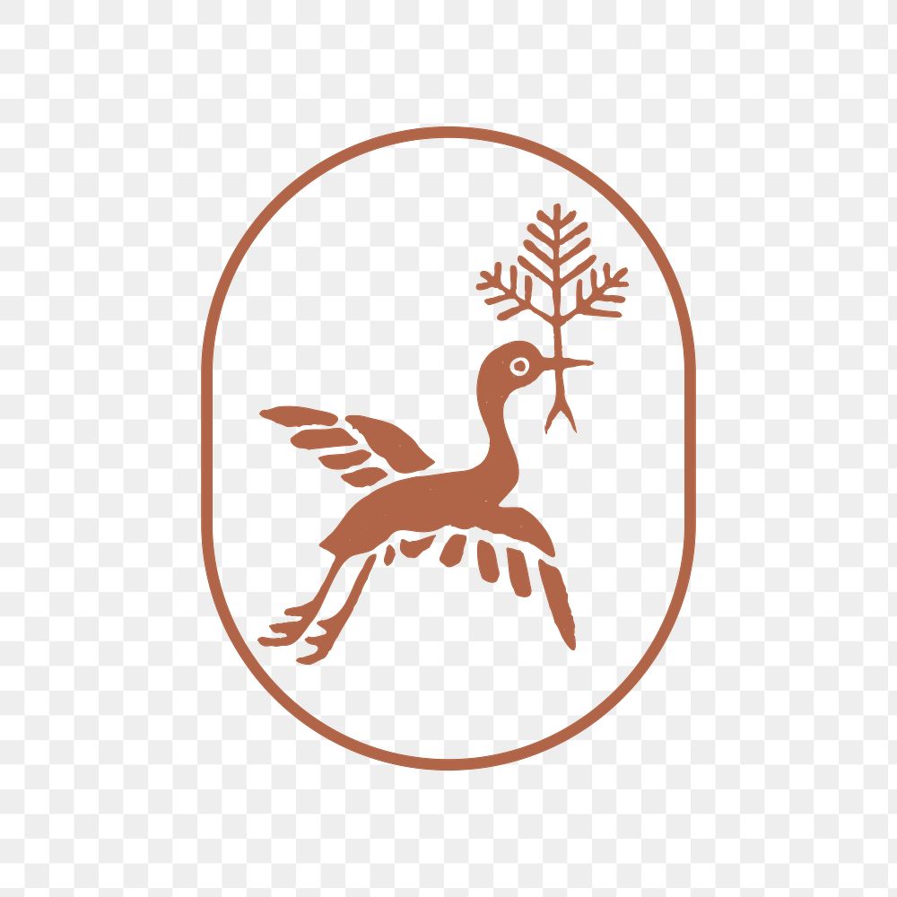 Png bird badge Japanese line art icon