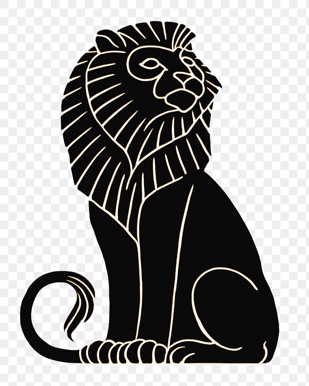 Black lion png animal illustration, transparent background.  Remastered by rawpixel
