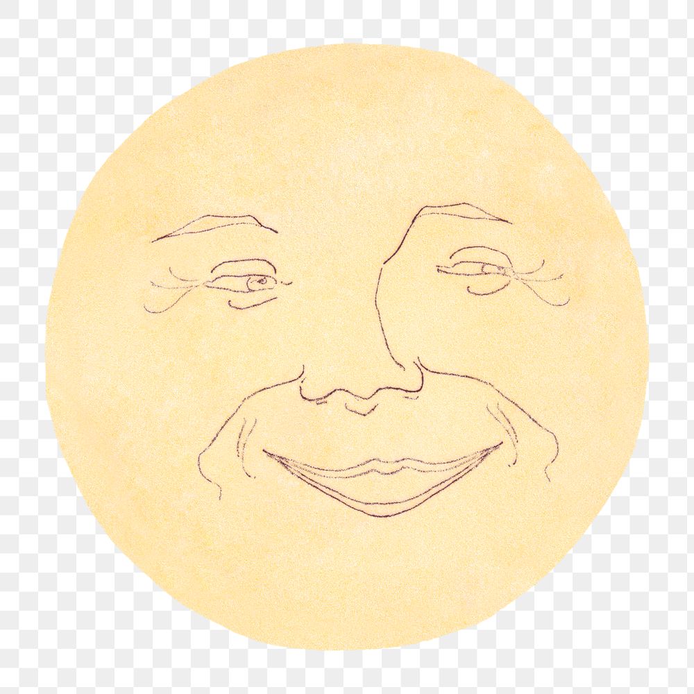 Smiling moon png sticker, transparent background.  Remastered by rawpixel