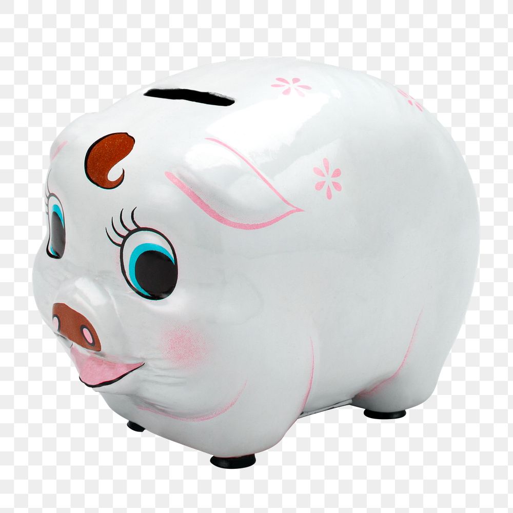 Aesthetic piggy bank png on transparent background.  Remastered by rawpixel