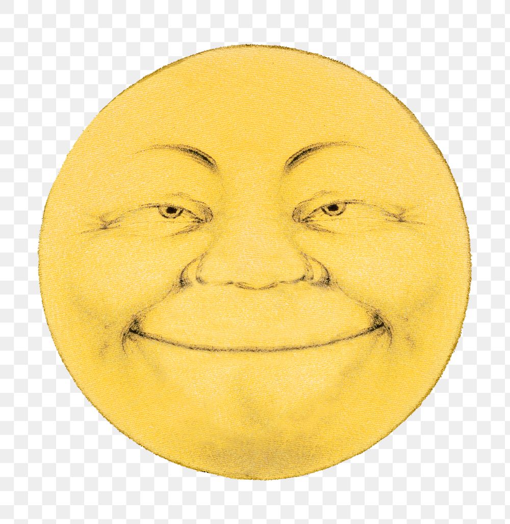 Aesthetic smiling moon  png on transparent background.   Remastered by rawpixel