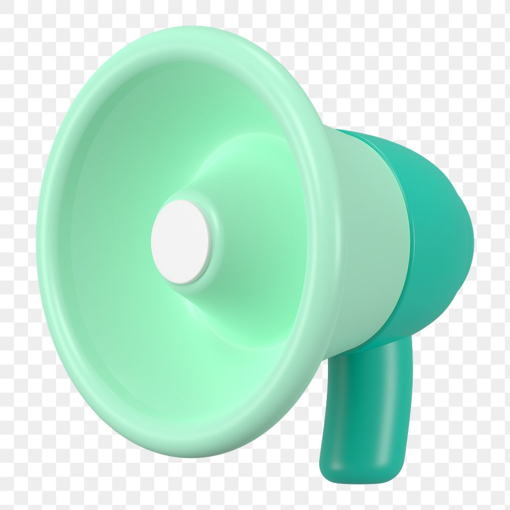 Green megaphone png sticker, 3D rendering, campaign announcement concept 