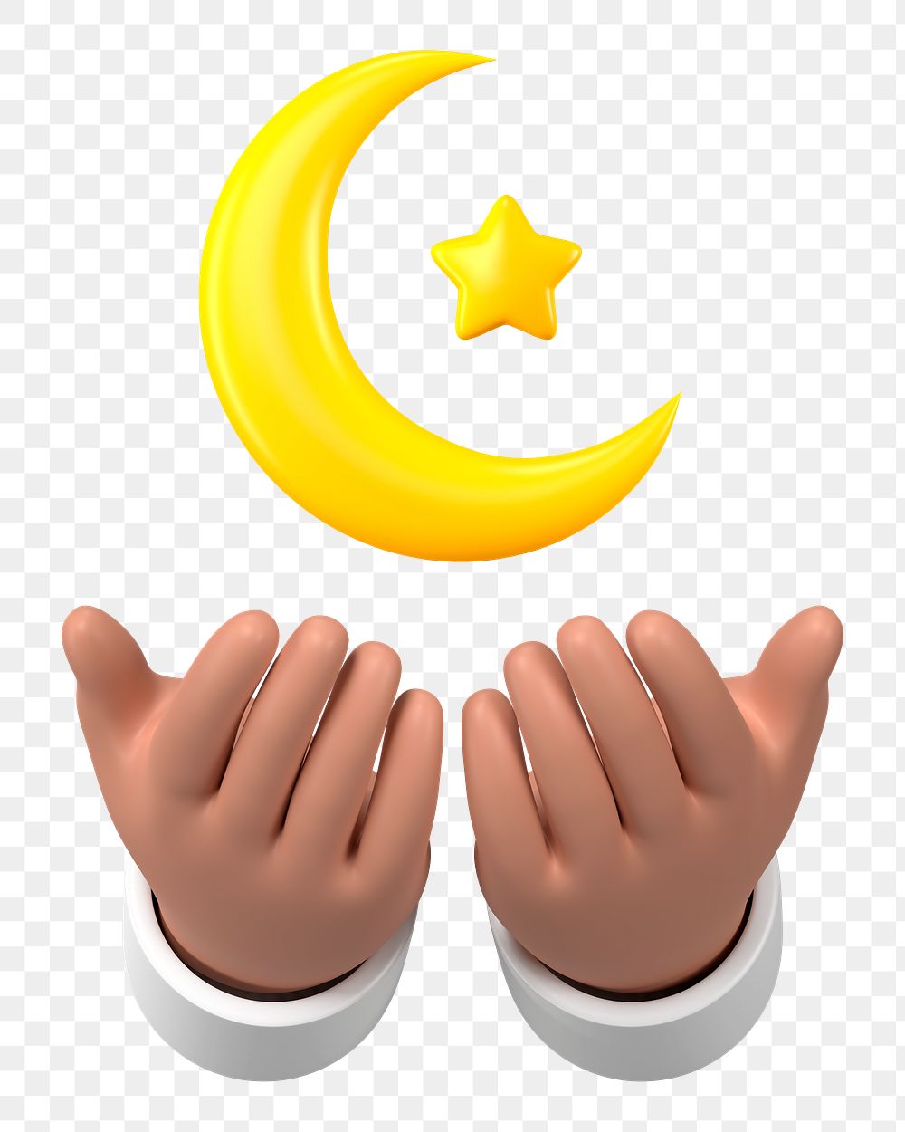Muslim png praying hand gesture sticker, 3D illustration 