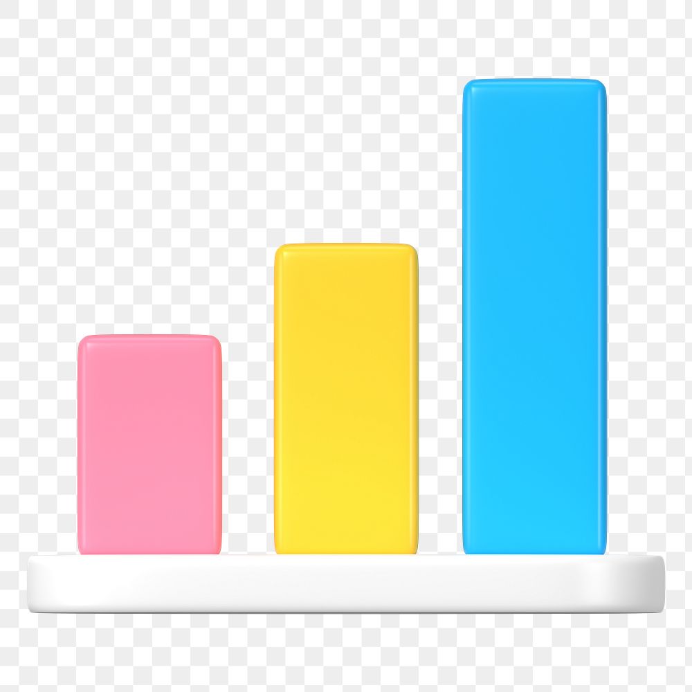 Bar chart png 3D clipart, business growth analytics on transparent background 