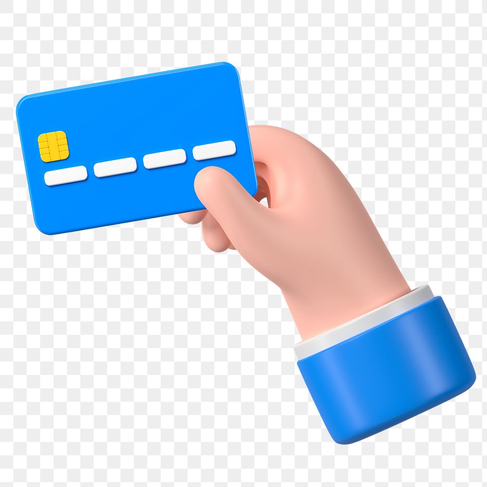 Hand png holding credit card clipart, 3D finance graphic on transparent background