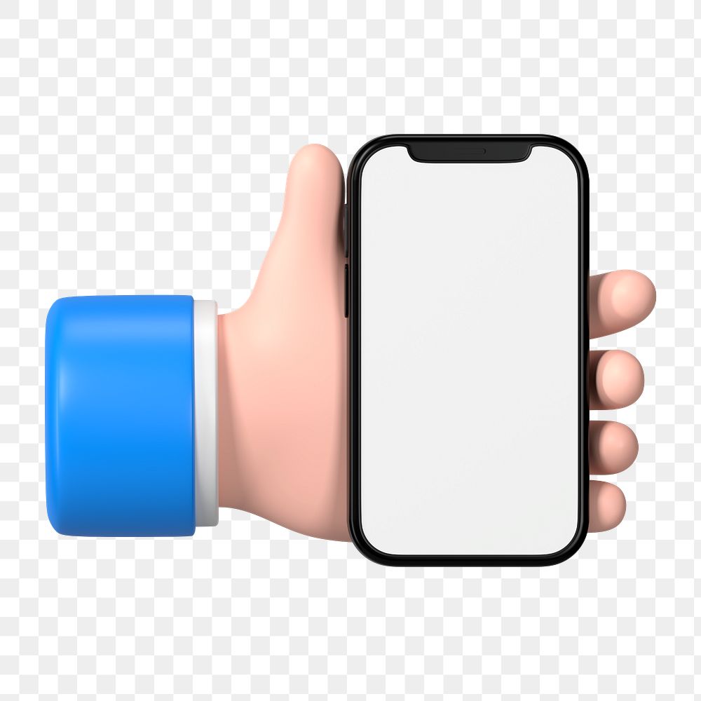 Hand holding smartphone png, 3D clipart, marketing business digital device graphic