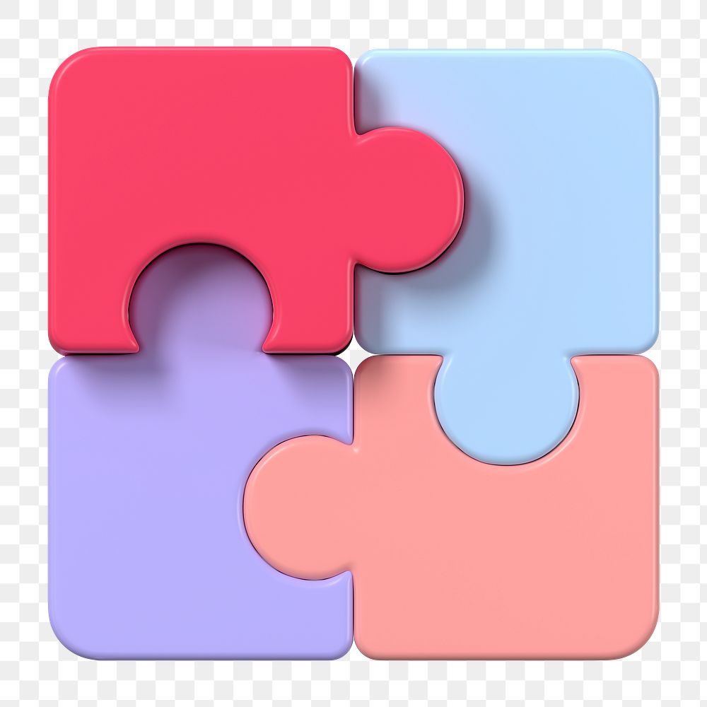 Jigsaw png sticker, 3D business teamwork symbol on transparent background