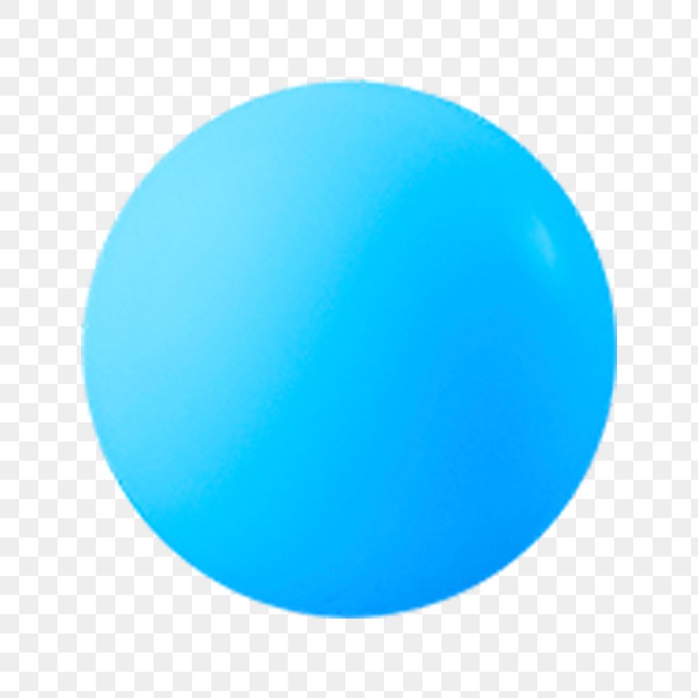 3D ball png blue round sticker, shape collage element, transparent background