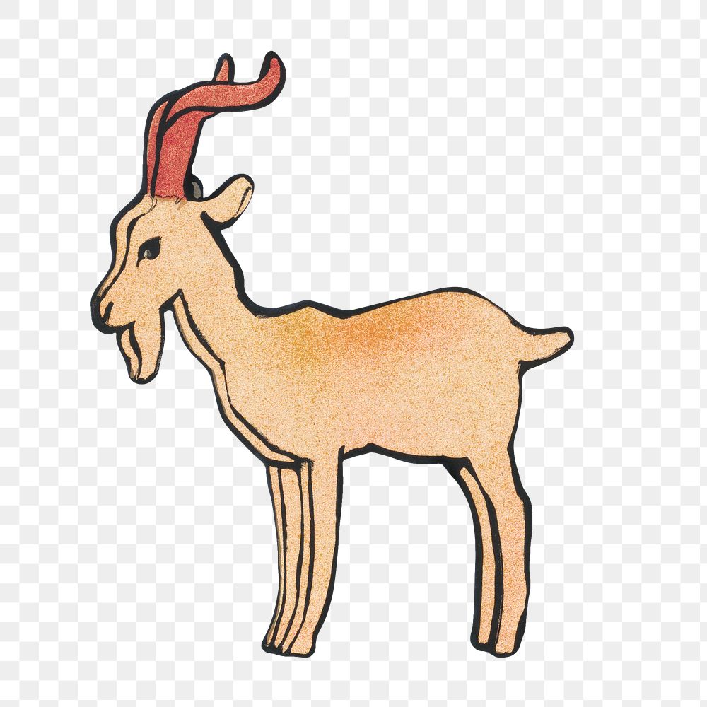 Goat png sticker, vintage animal on transparent background.  Remastered by rawpixel