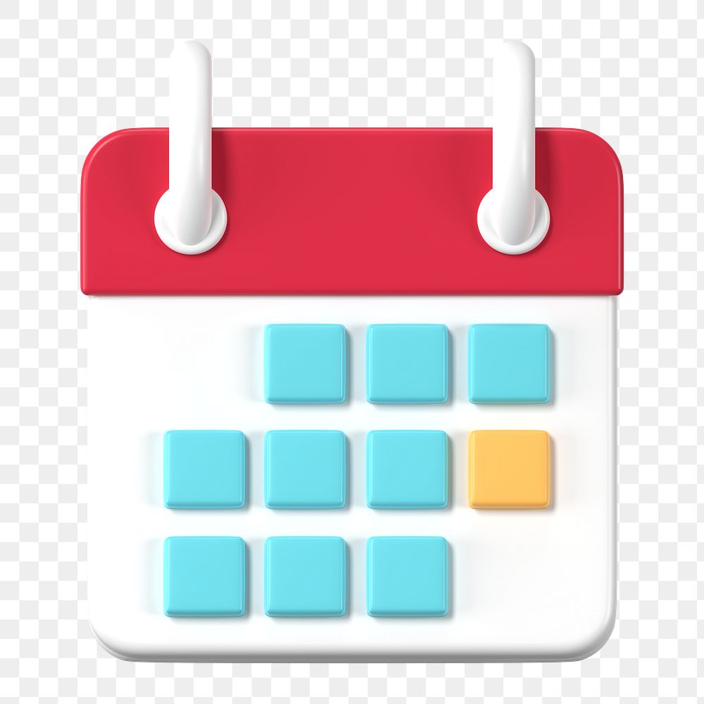 3D calendar png clipart, reminder symbol on transparent background