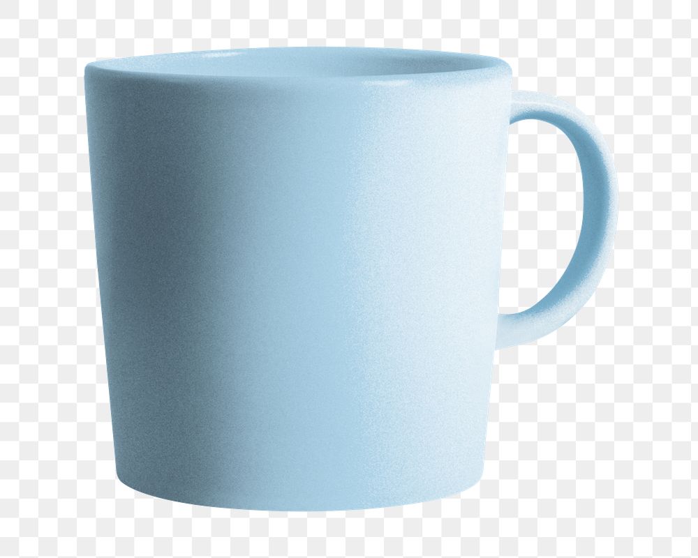 Blue coffee mug png, blank design space, transparent background