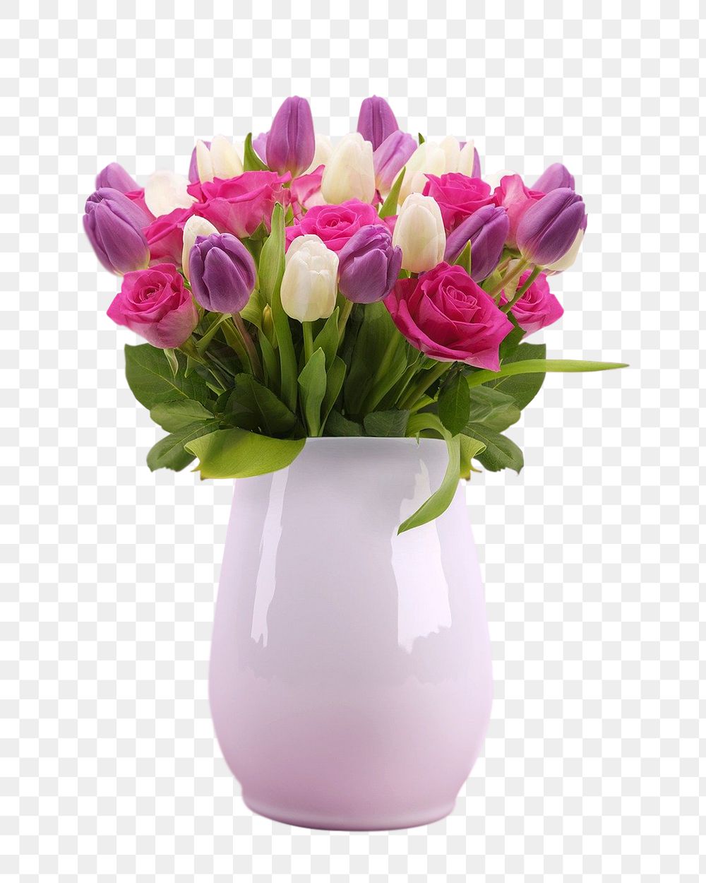 Pink flower vase png sticker, transparent background