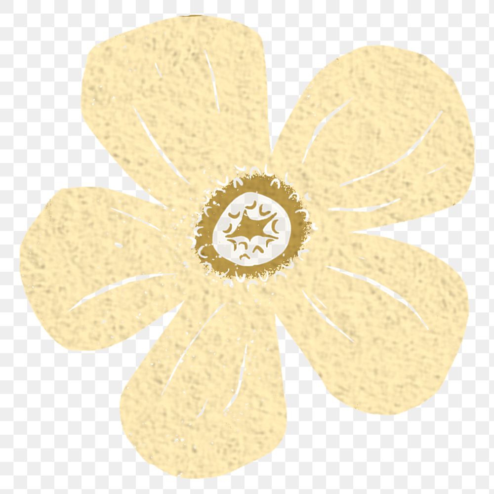Gold flower png aesthetic sticker, transparent background