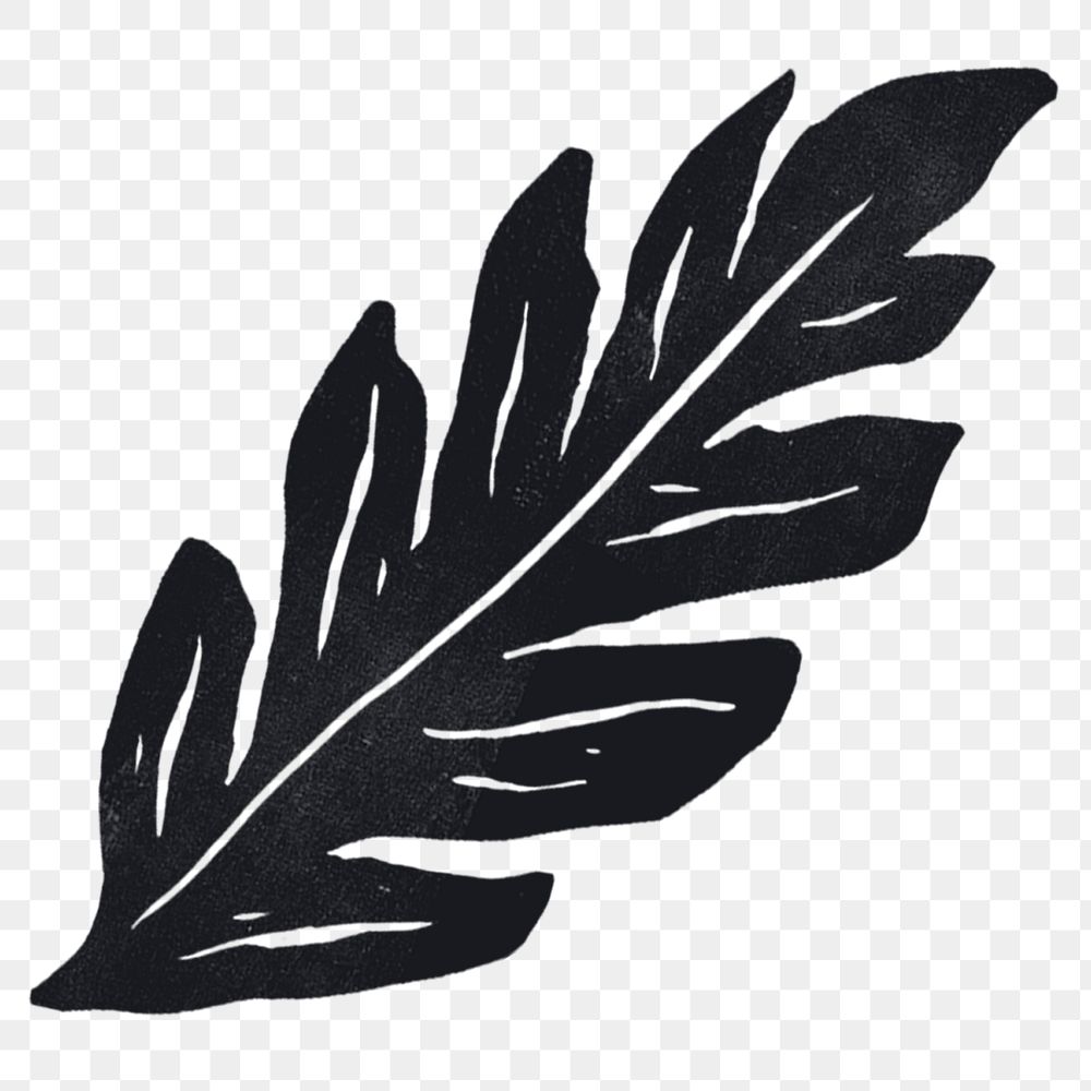 Black leaf png illustration sticker, transparent background