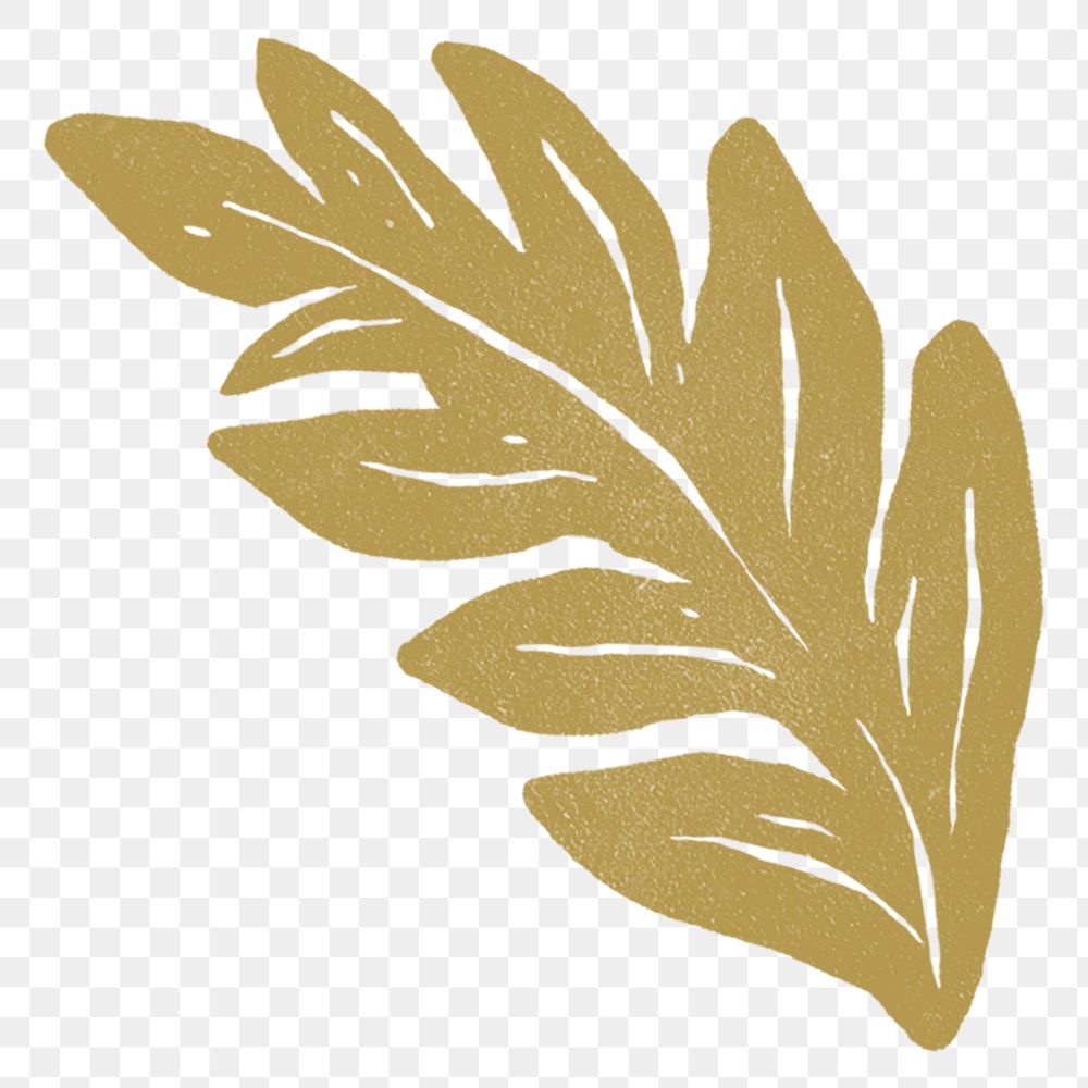 Gold leaf png illustration sticker, transparent background