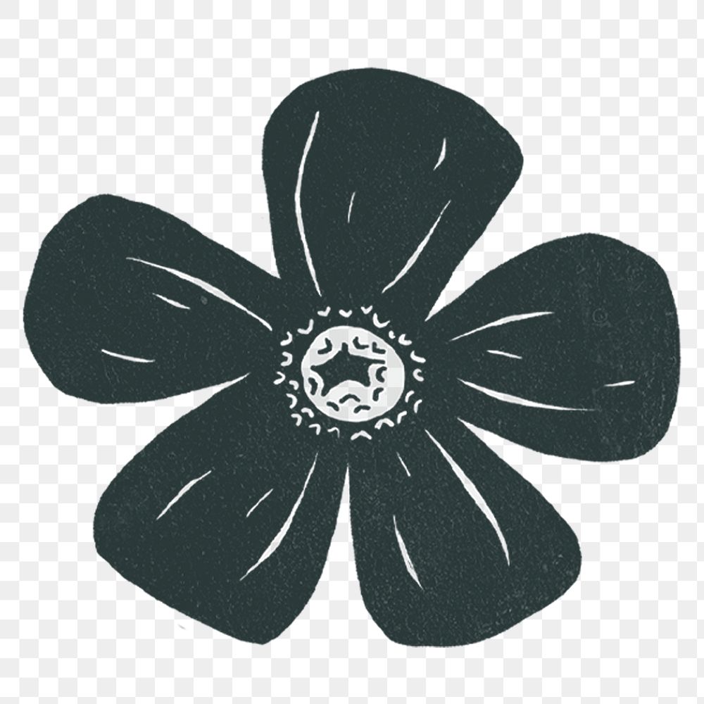 Black flower png sticker, transparent background