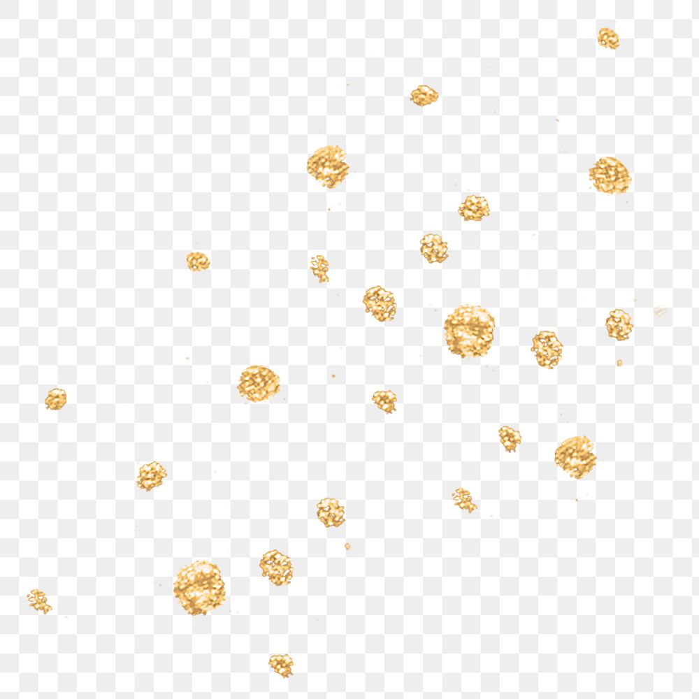 Gold glitter png droplets sticker, transparent background