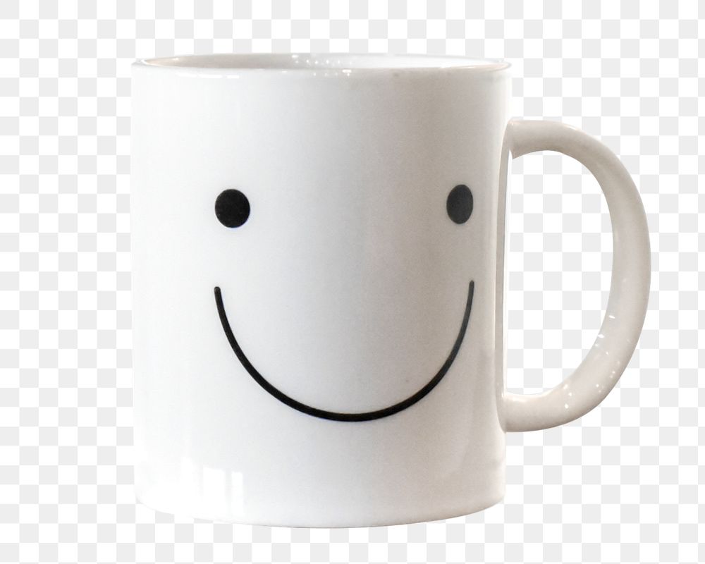 Smiley face mug png sticker, transparent background