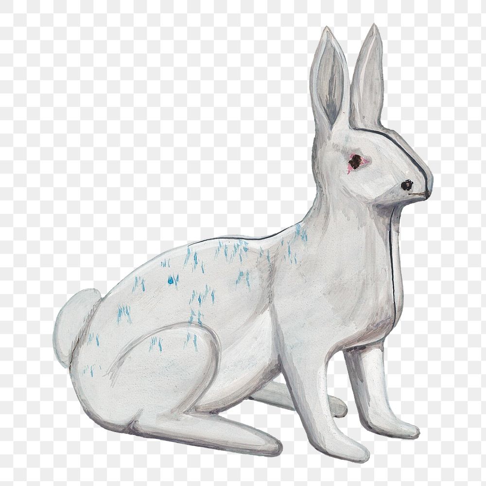 Rabbit png sticker, vintage animal illustration by Rex F. Bush on transparent background, remixed by rawpixel