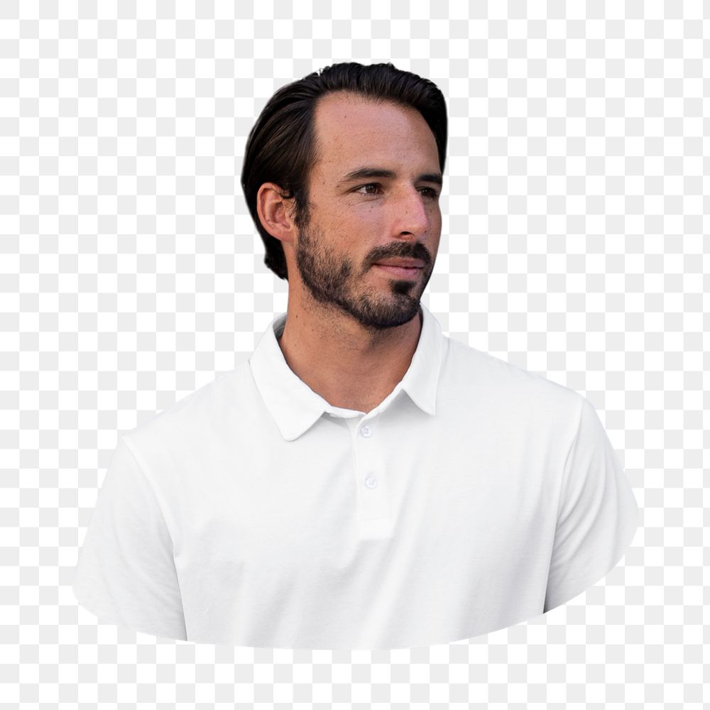 White-shirt man png sticker, transparent background