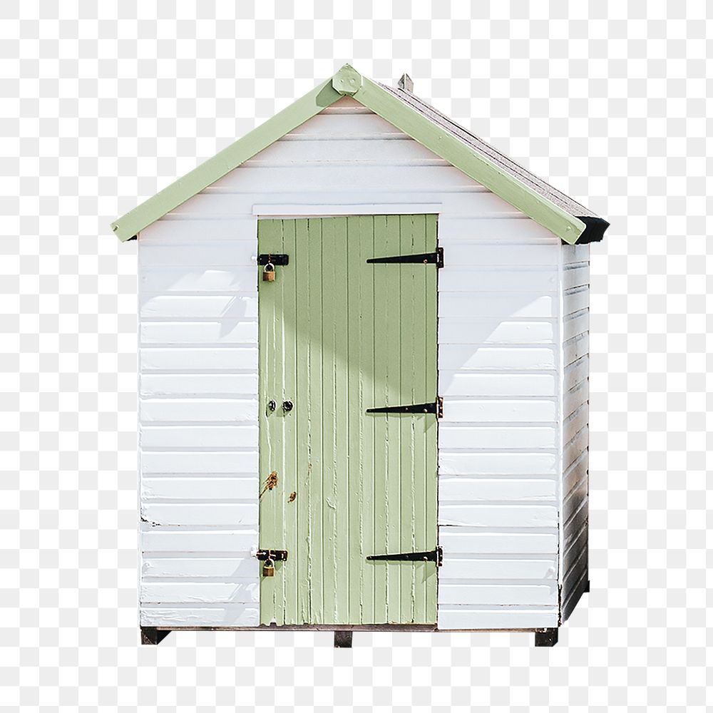 Green beach hut png sticker, transparent background