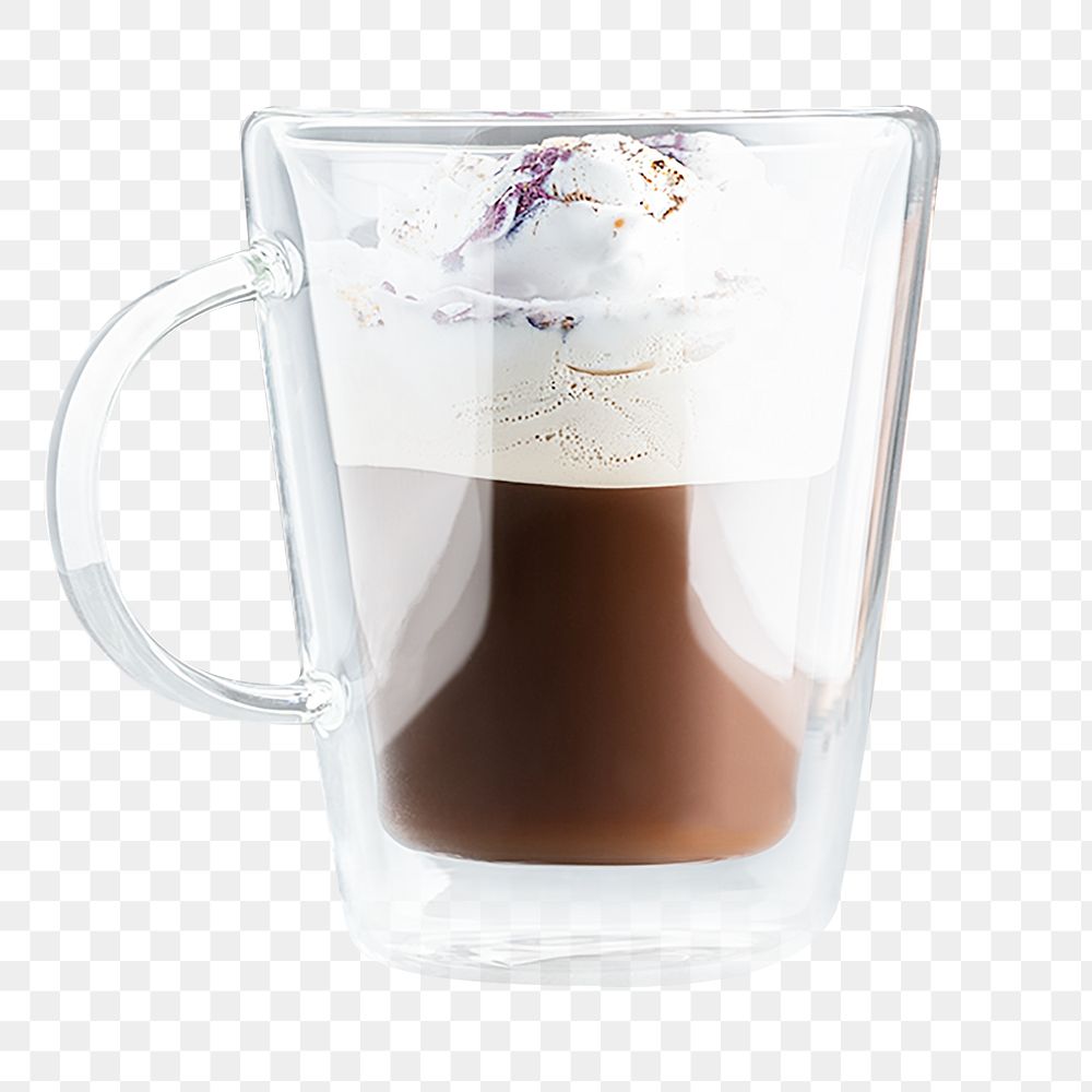 Latte coffee mug png, transparent background