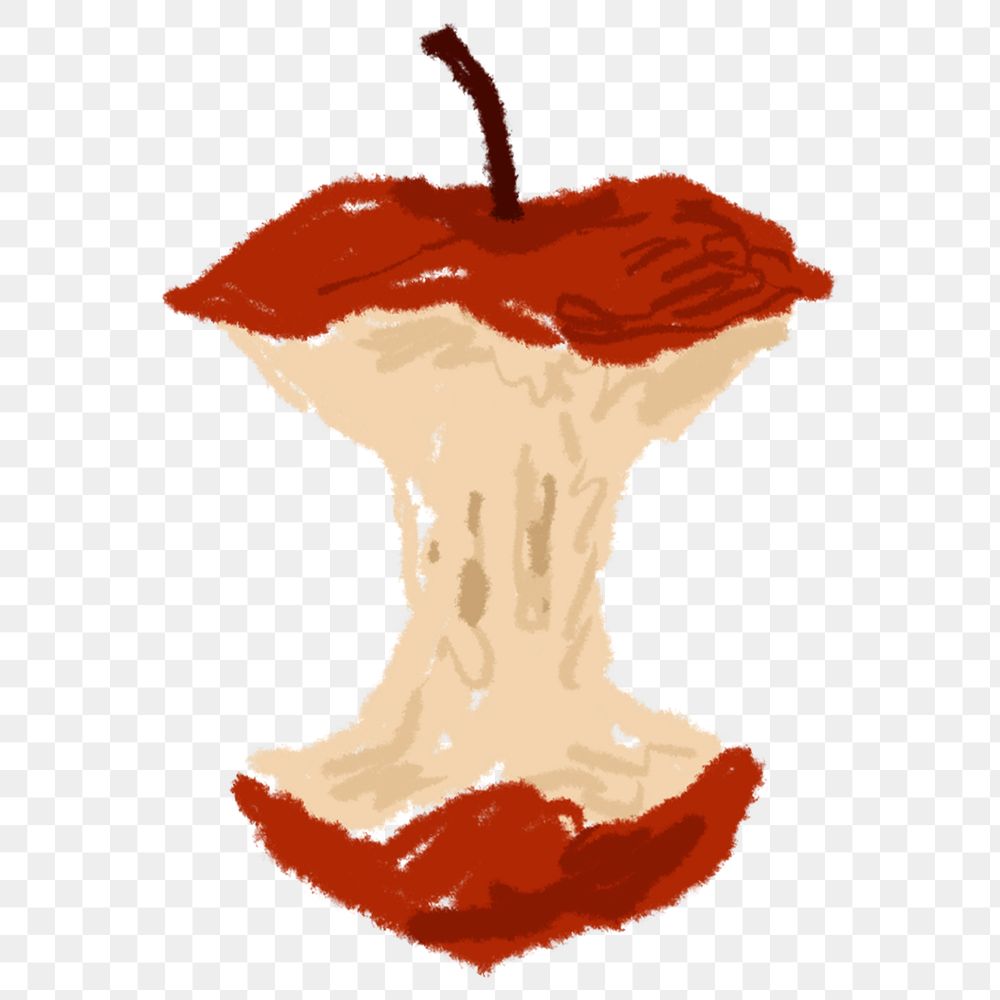 Eaten apple png illustration sticker, transparent background