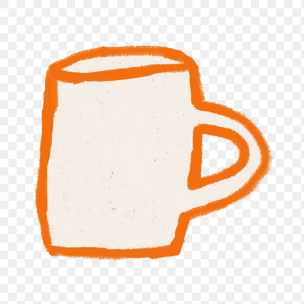 Coffee mug png hand drawn illustration sticker, transparent background