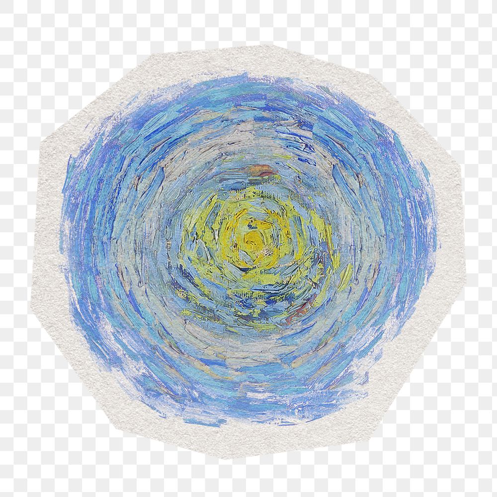 Van Gogh's png Starry Night moon sticker, transparent background, remixed by rawpixel.