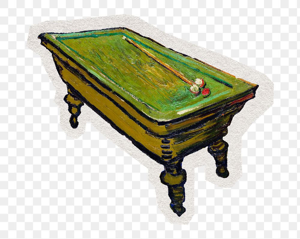 Van Gogh's png pool table sticker, transparent background, remixed by rawpixel.