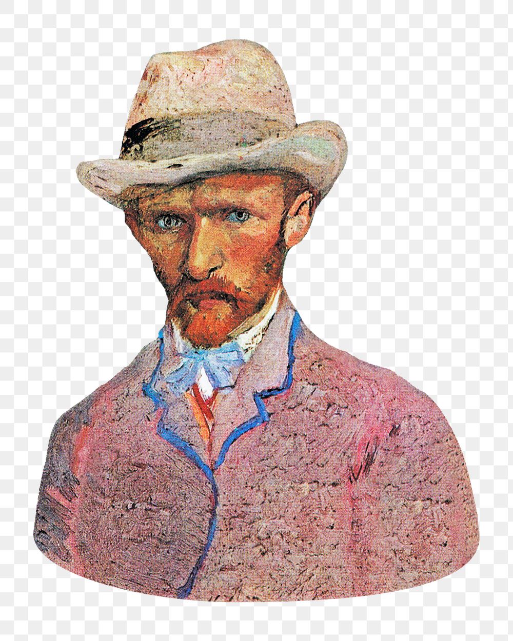 Png Van Gogh&rsquo;s self-portrait sticker, vintage artwork, transparent background, remixed by rawpixel