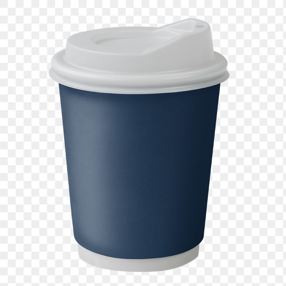 PNG blue paper cup sticker, transparent background