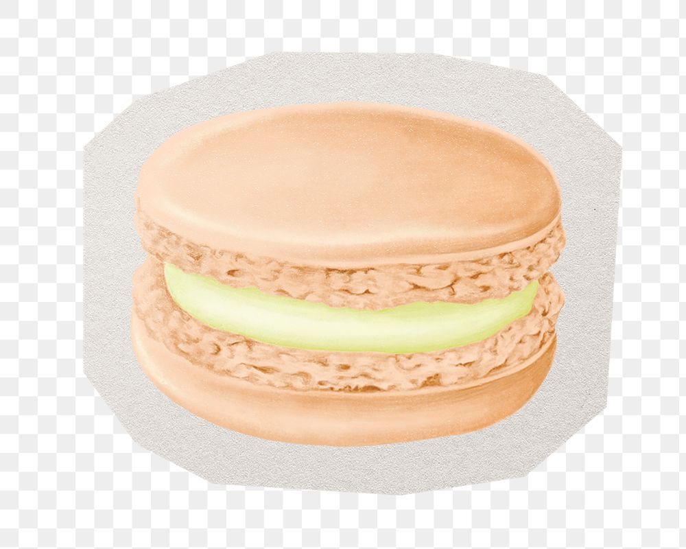 PNG macaron sticker with white border, transparent background