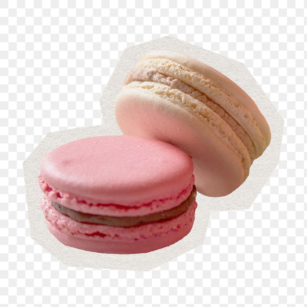 PNG two macarons sticker with white border, transparent background