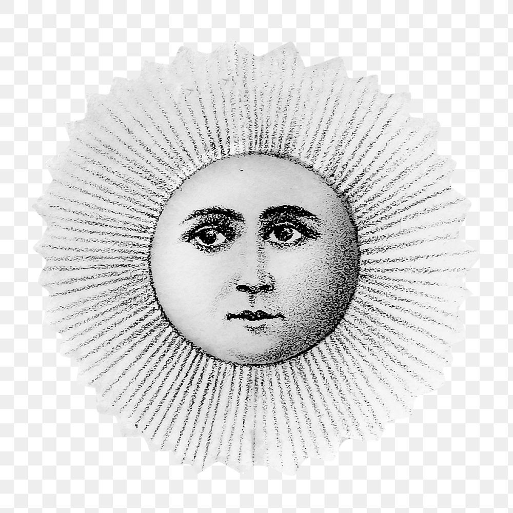 Celestial sun png with man's face on transparent background. Remixed by rawpixel.