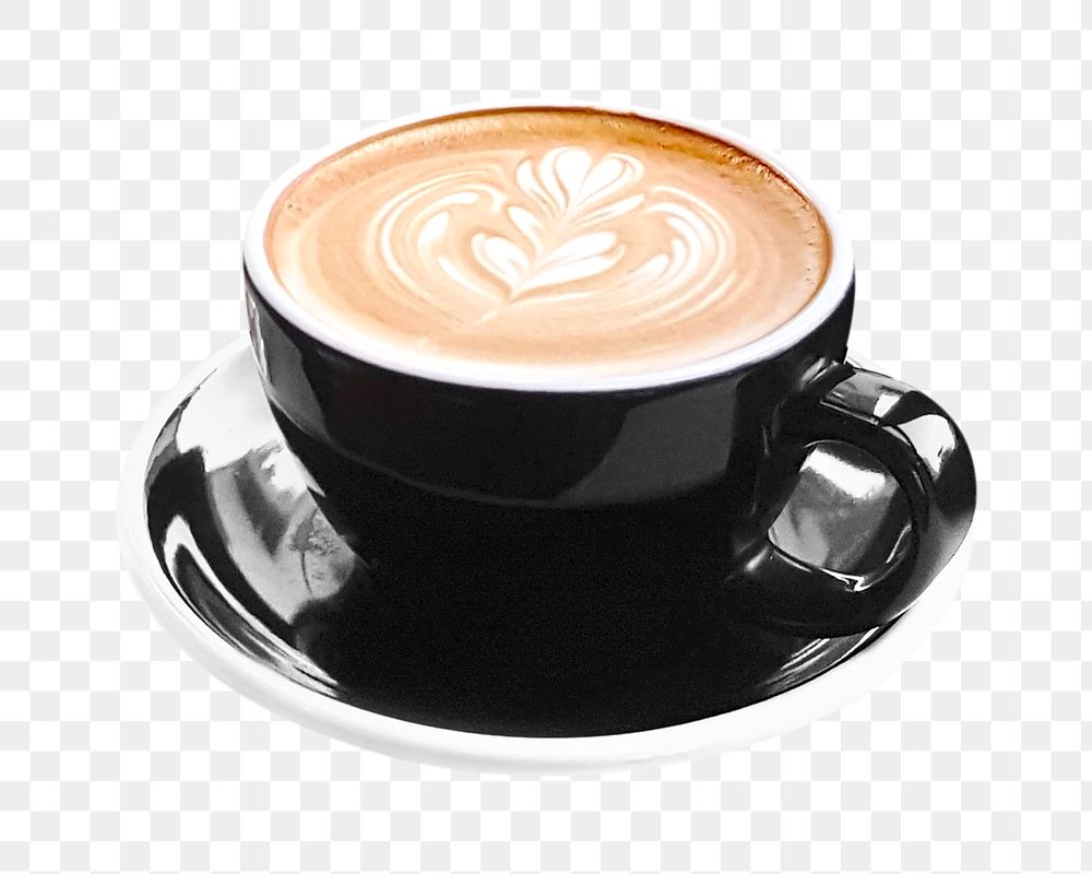 Latte art png collage element, coffee photo on transparent background
