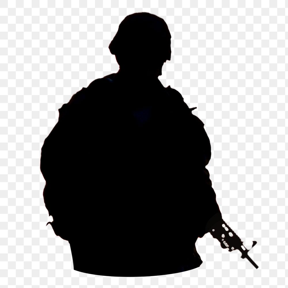 Solder army png silhouette , transparent background