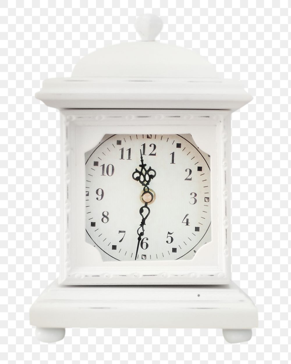 White clock png, isolated object, transparent background