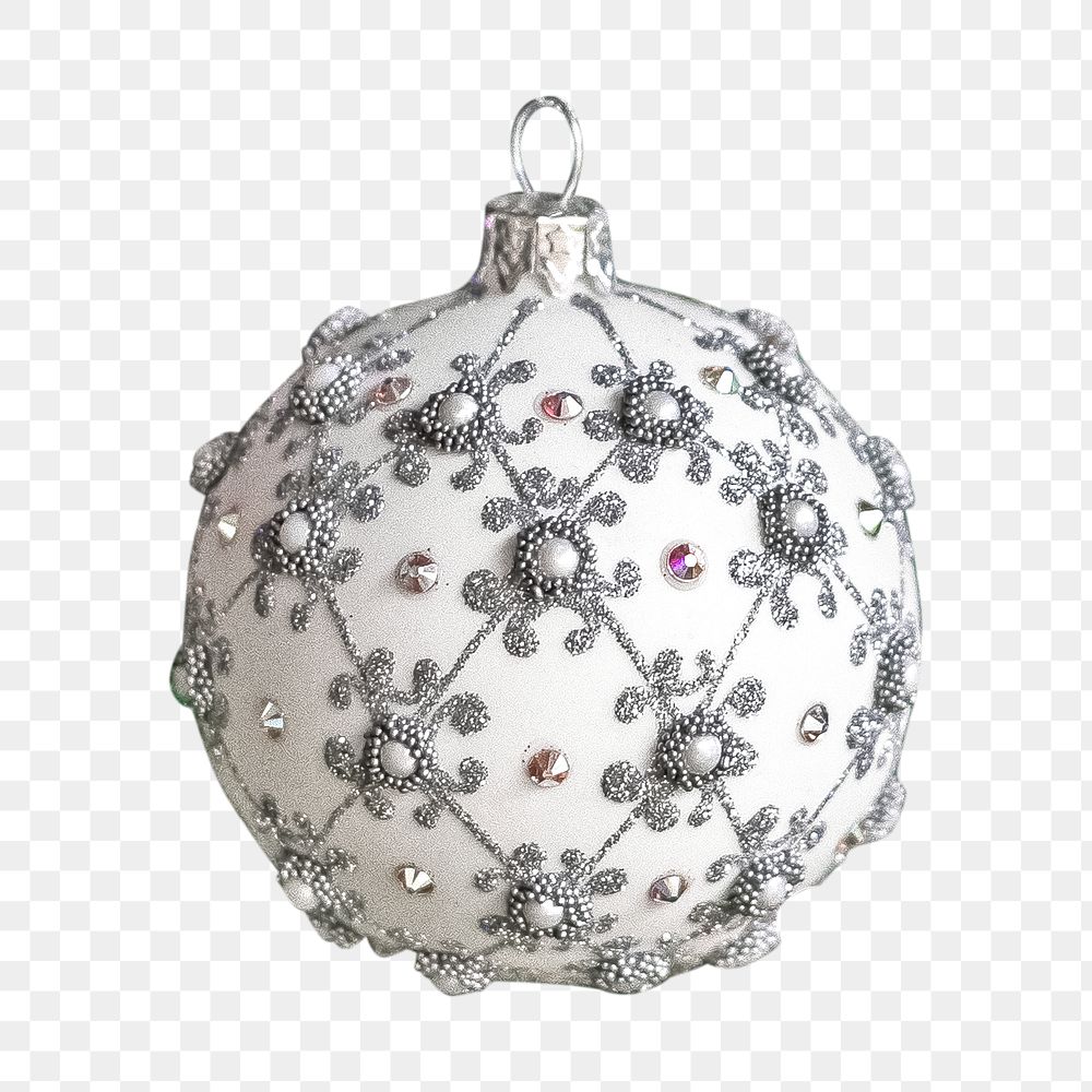 White Christmas bauble png, transparent background