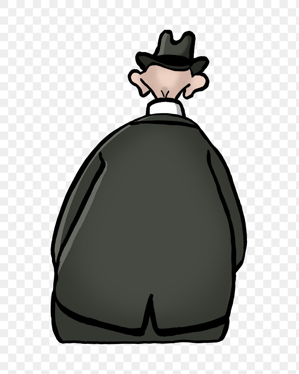 Man cartoon png rear view, transparent background. Remixed by rawpixel. 