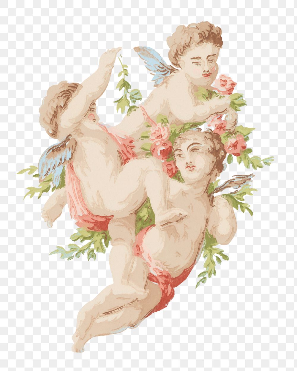 Vintage cherubs png fantasy, transparent background. Remixed by rawpixel. 